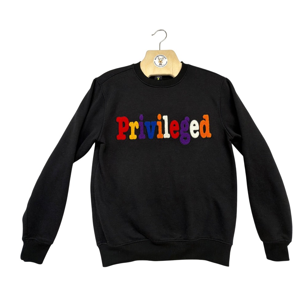 Screenshot Black Crewneck Sweatshirt Embroidered Privileged Logo Multi‎ Color S